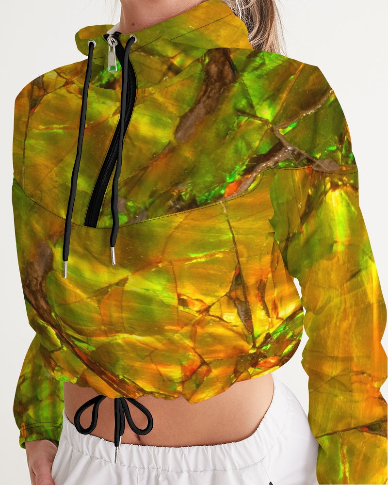 Ammolite Spiritual Growth & Energy Women's Jewel Cropped Windbreaker