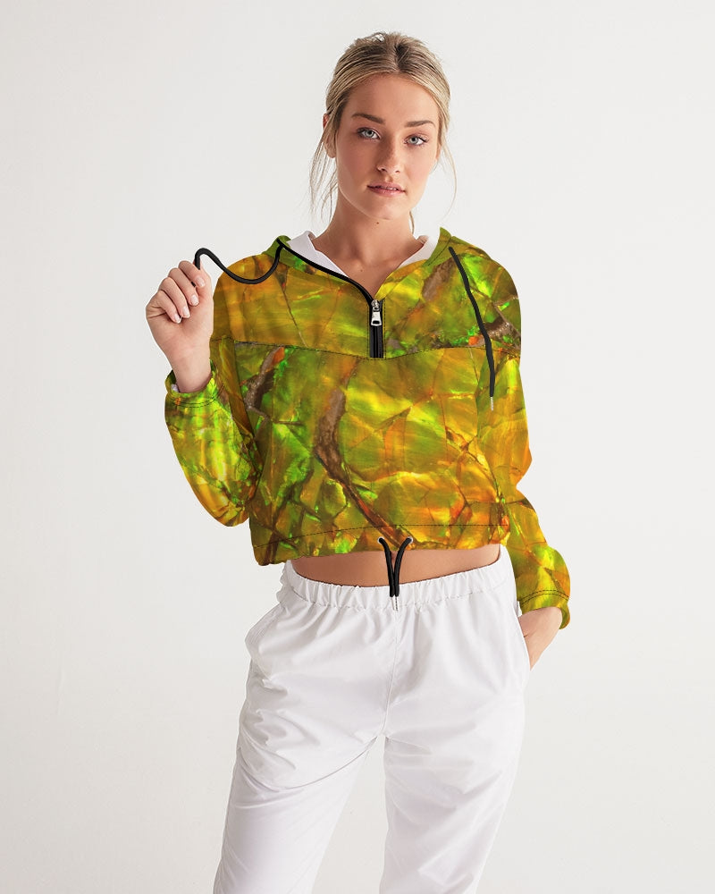 Ammolite Spiritual Growth & Energy Women's Jewel Cropped Windbreaker