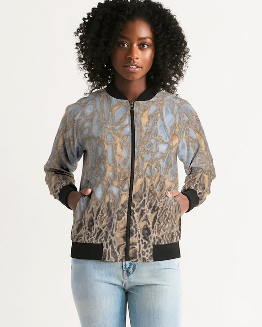 Agatized Noir & Baby Blue Gembone Bomber Jacket