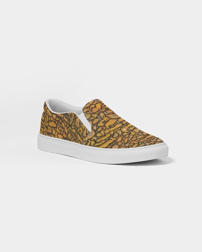 Agatized Fantasy Yellow Bone Men's Slip-On Canvas Shoe