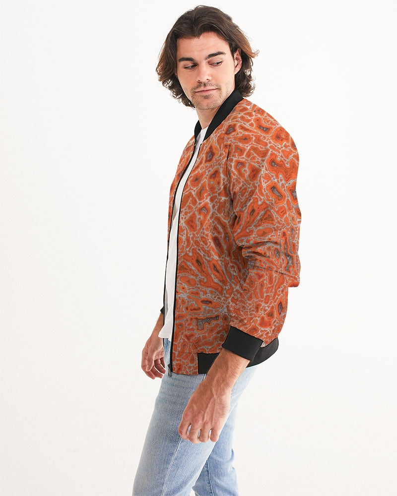 Agatized Ruby Red Gembone Bomber Jacket