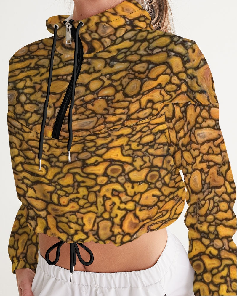 Agatized Fantasy Yellow Gembone Women's Cropped Windbreaker