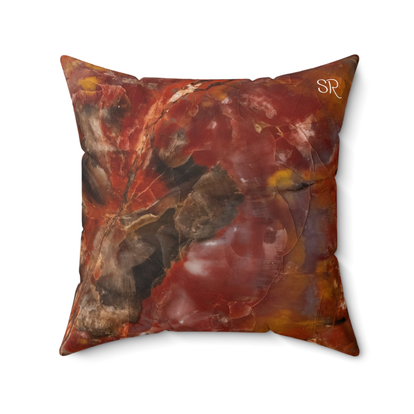 Petrified Wood Faux Suede Square Pillow