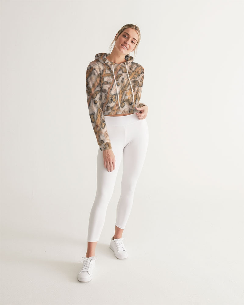 Leopard Skin Jasper Women's Cropped Hoodie