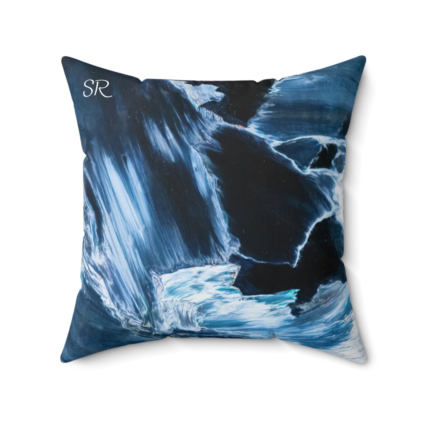 Blue Pietersite Faux Suede Square Pillow