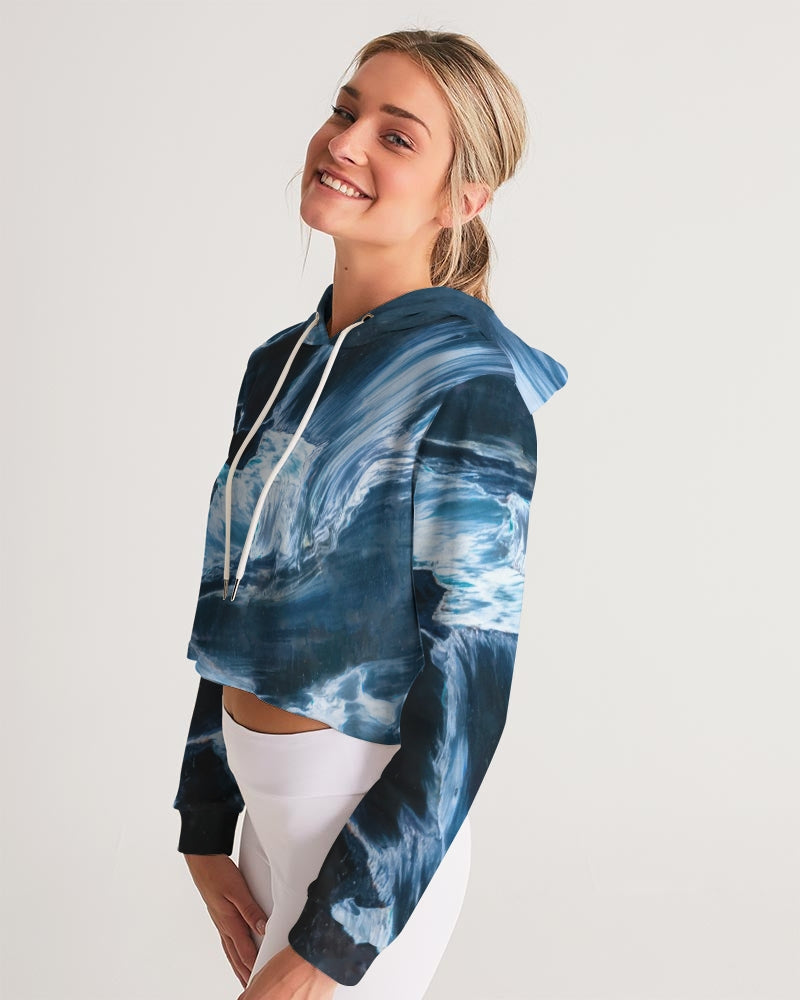 Blue Pietersite Women's Cropped Hoodie