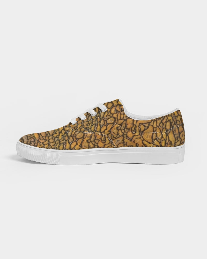 Agatized Fantasy Yellow Gembone Women's Lace Up Canvas Shoe