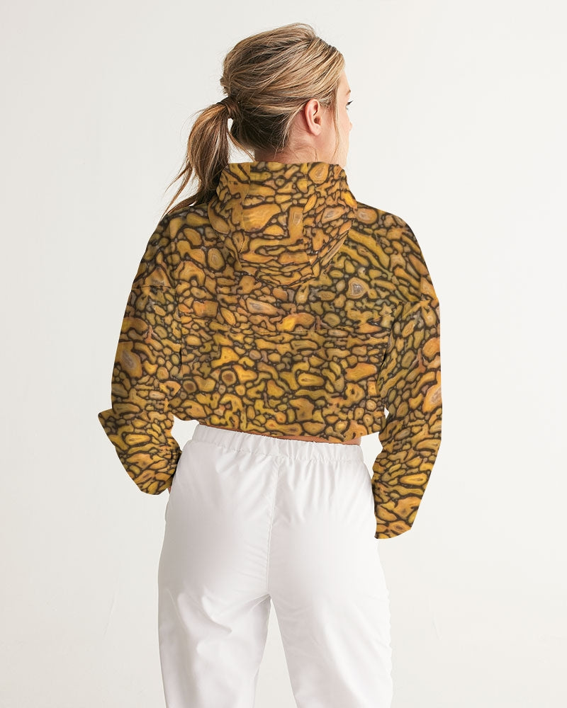 Agatized Fantasy Yellow Gembone Women's Cropped Windbreaker