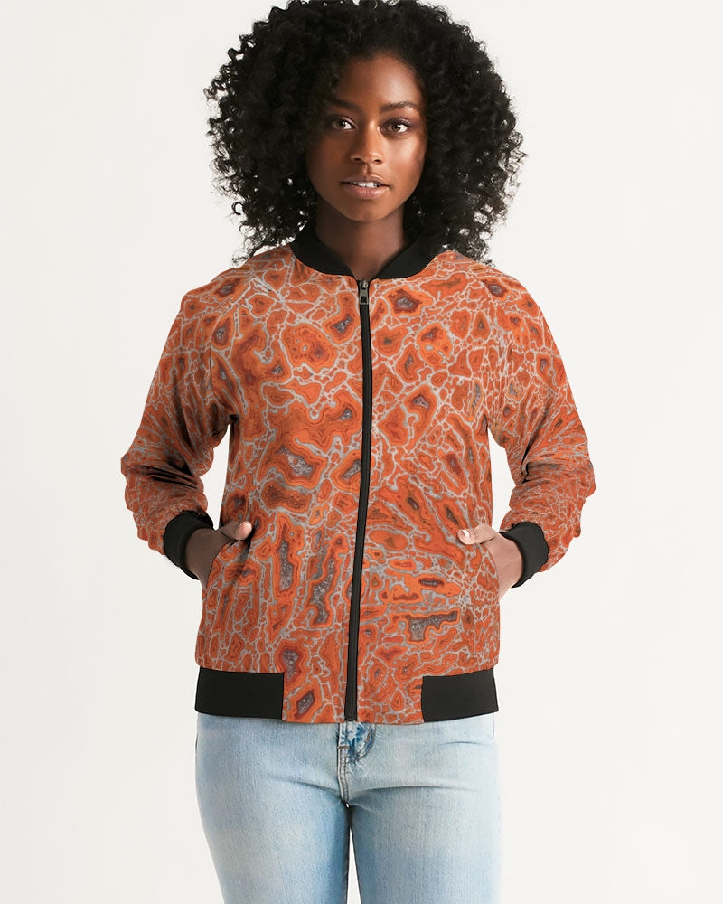 Agatized Ruby Red Gembone Bomber Jacket