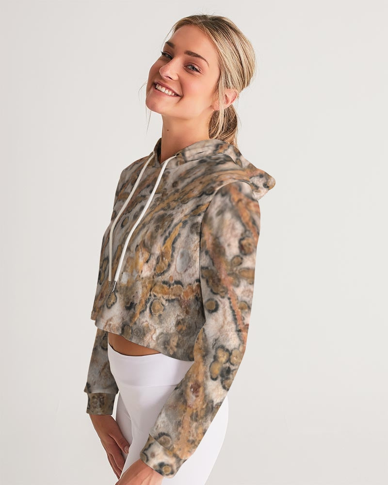 Leopard Skin Jasper Women's Cropped Hoodie