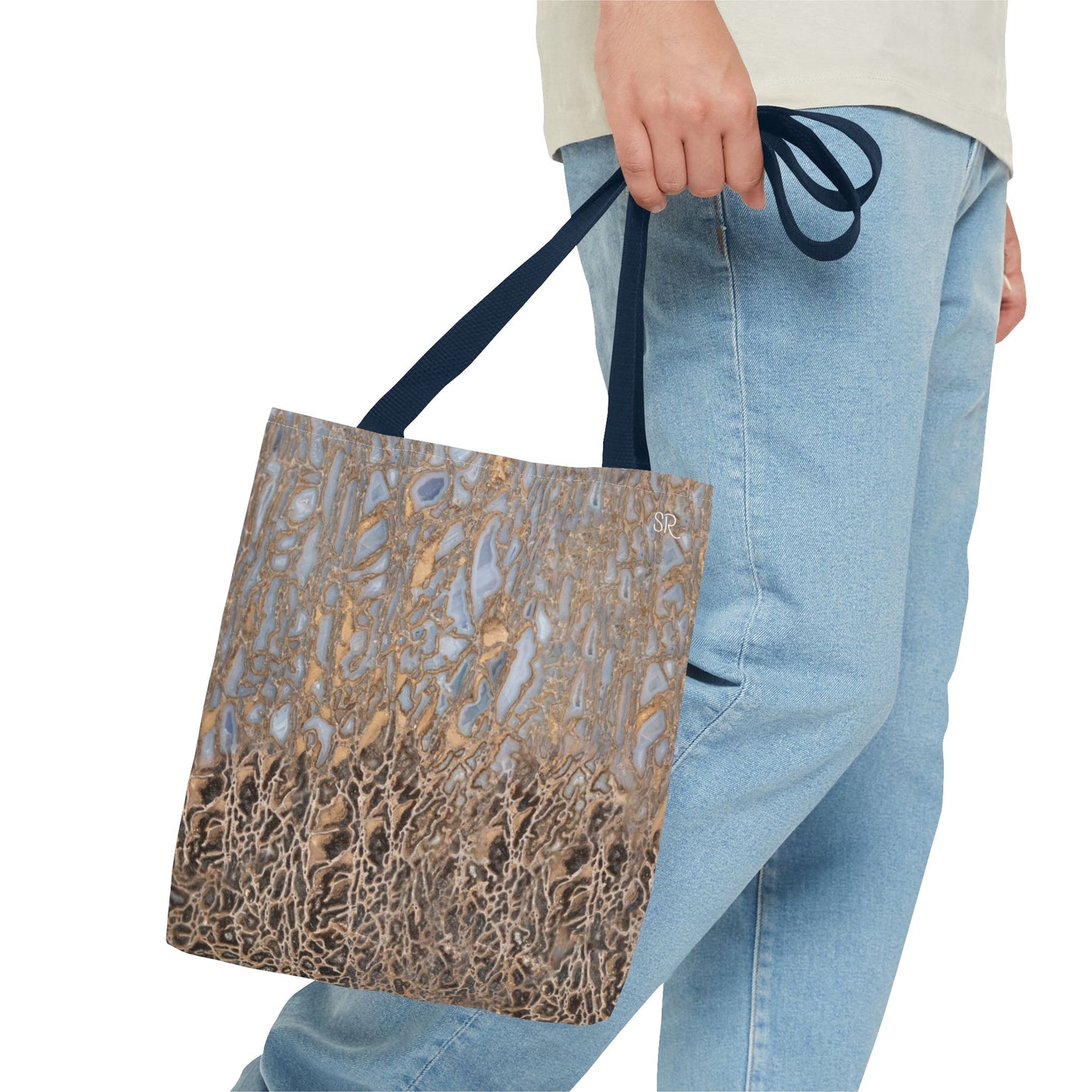 Agatized Noir & Baby Blue Gembone Tote