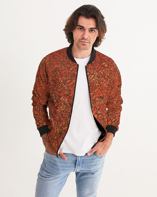 Agatized Richly Red Gembone Men's Bomber Jacket