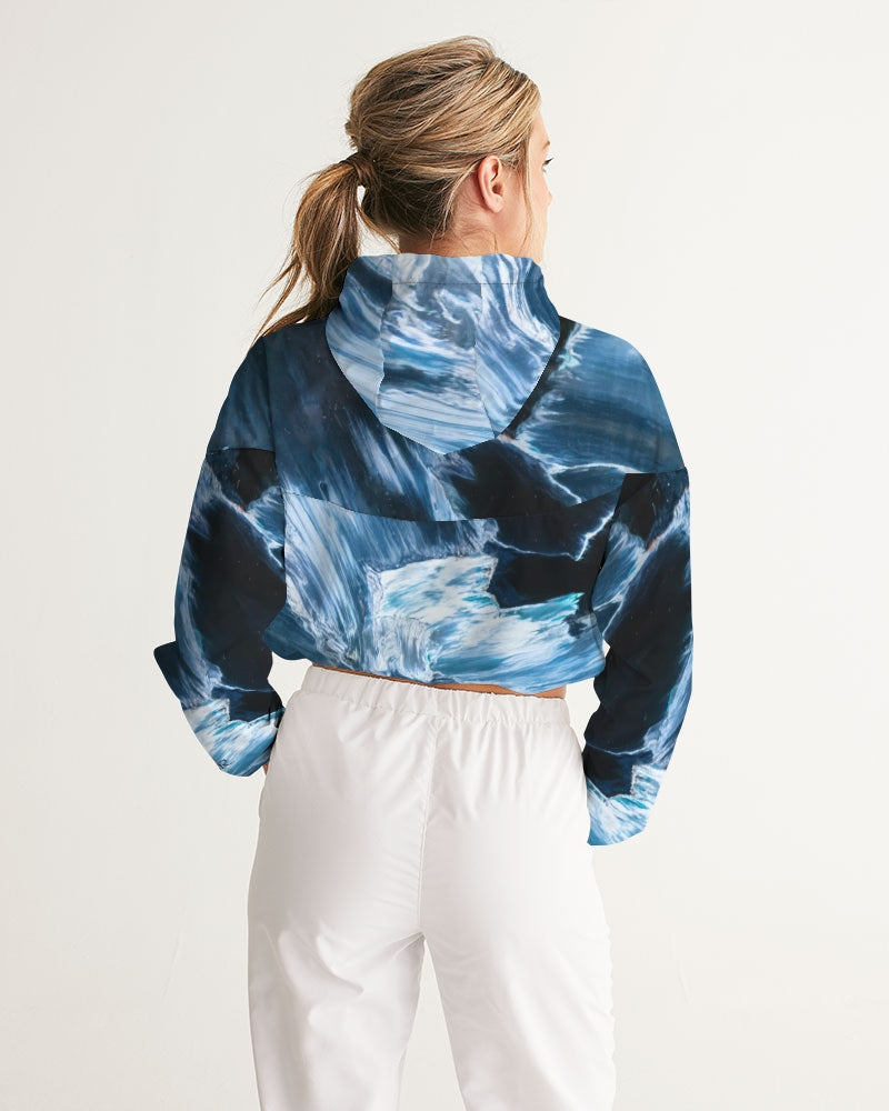 Blue Pietersite Women's Cropped Windbreaker