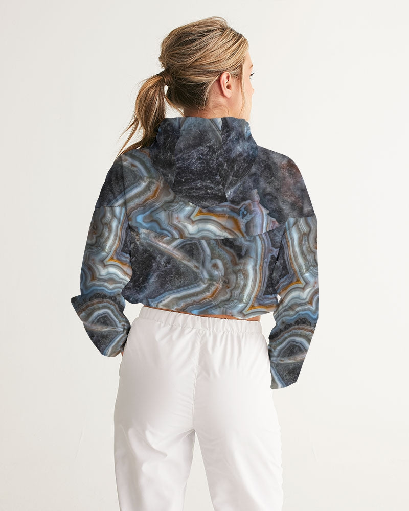 Crazy Lace Agate Striking Beauty Women's Cropped Windbreaker