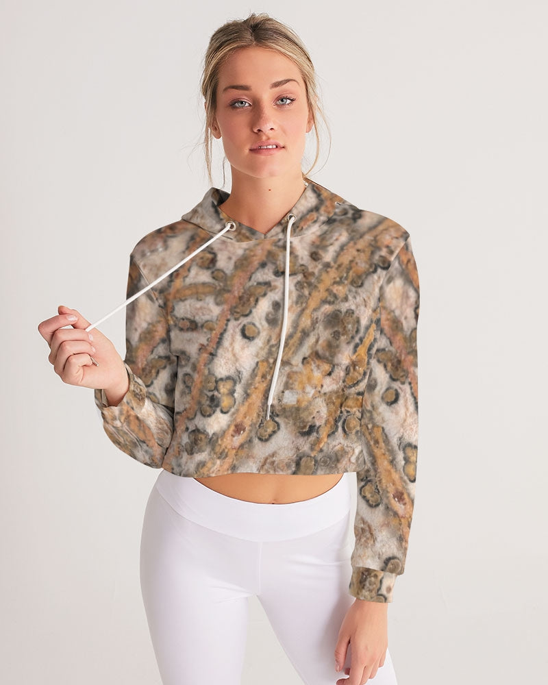 Leopard Skin Jasper Women's Cropped Hoodie