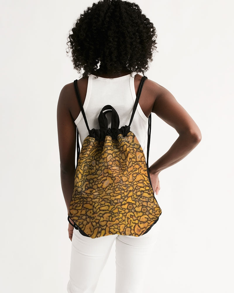 Agatized Fantasy Yellow Gembone Canvas Drawstring Bag