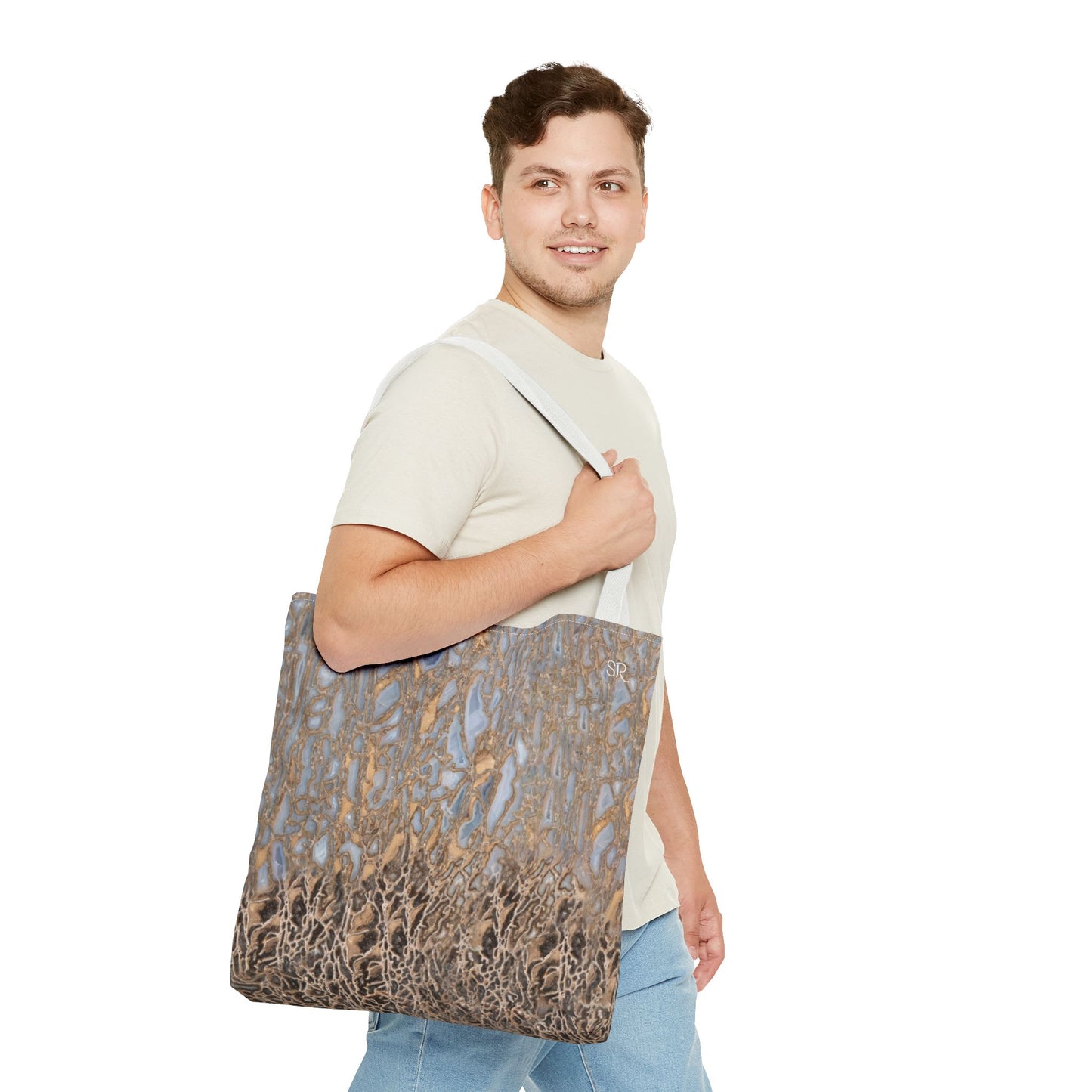 Agatized Noir & Baby Blue Gembone Tote