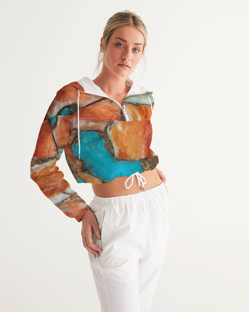 Oyster Turquoise Cropped Windbreaker