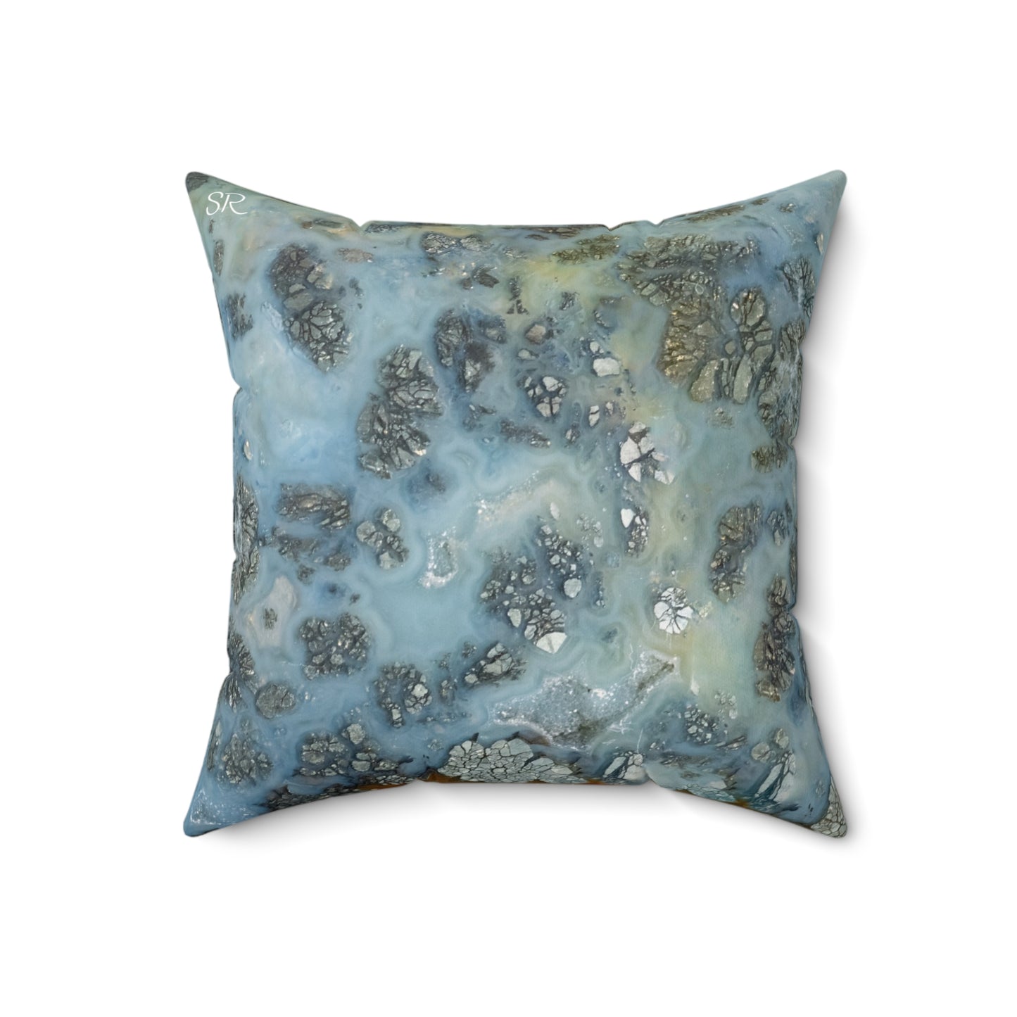 Marcasite Plume with Quartz Faux Suede Square Pillow