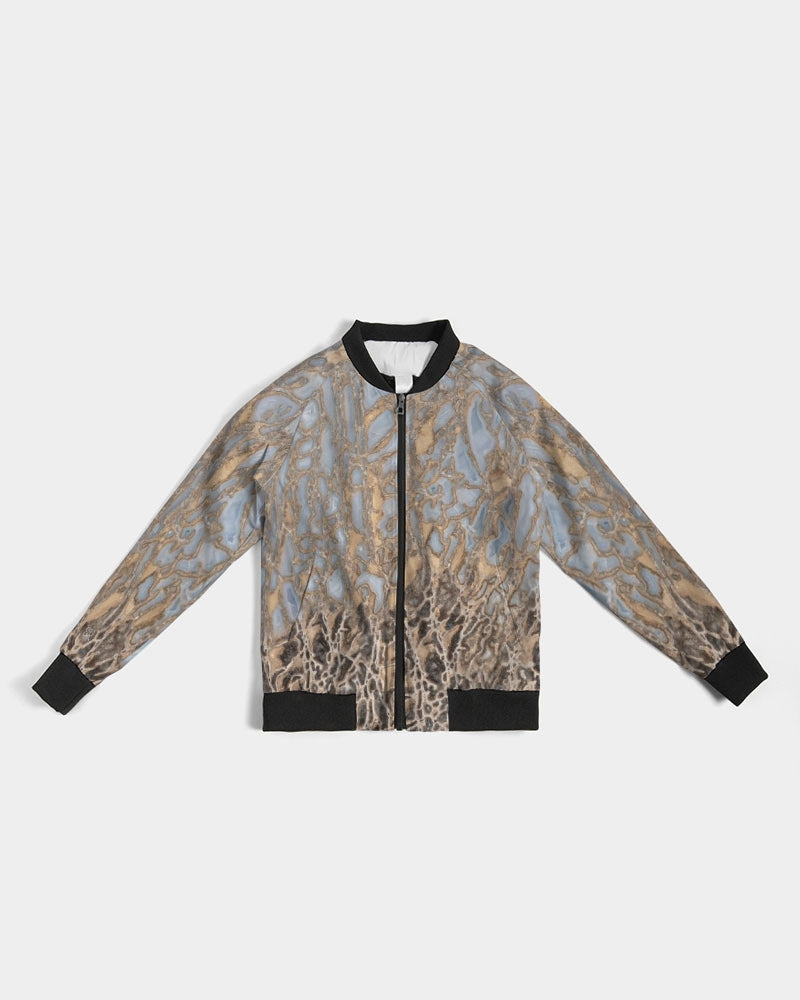 Agatized Noir & Baby Blue Gembone Bomber Jacket