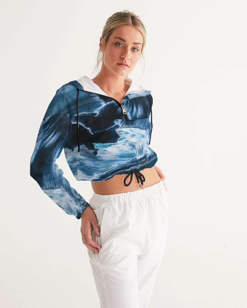 Blue Pietersite Women's Cropped Windbreaker