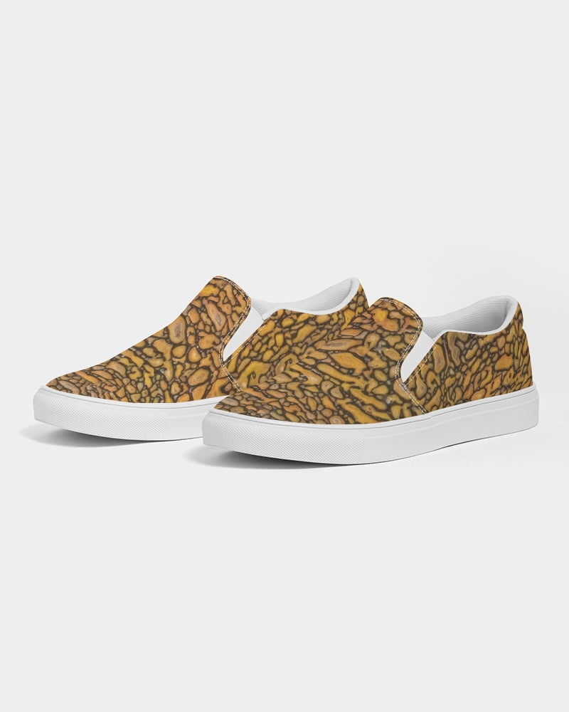 Agatized Fantasy Yellow Bone Men's Slip-On Canvas Shoe