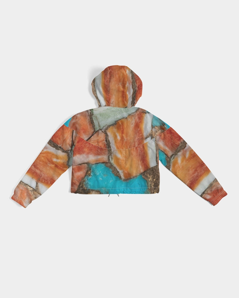 Oyster Turquoise Women's Cropped Windbreaker.