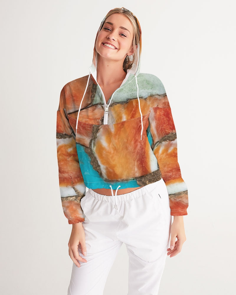 Oyster Turquoise Women's Cropped Windbreaker.