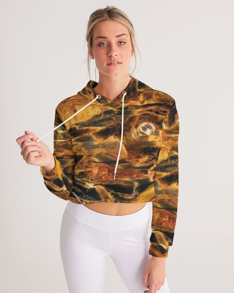 Golden Pietersite Spiritual Women's Cropped Hoodie