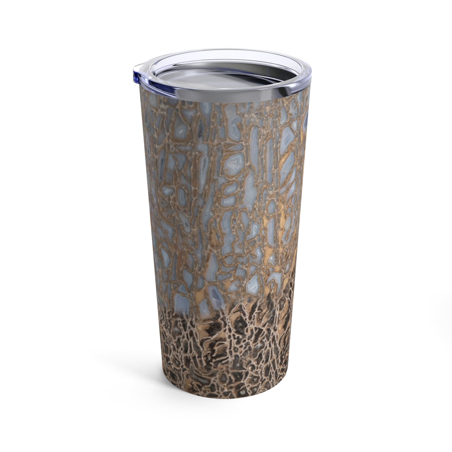 Agatized Noir & Baby Blue Gembone Tumbler 20oz