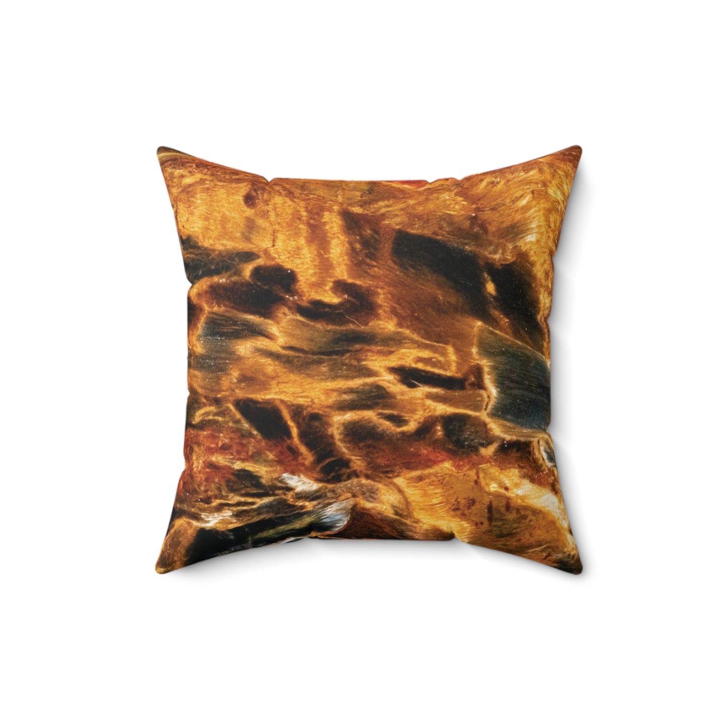 Golden Pietersite Spiritual Faux Suede Square Pillow