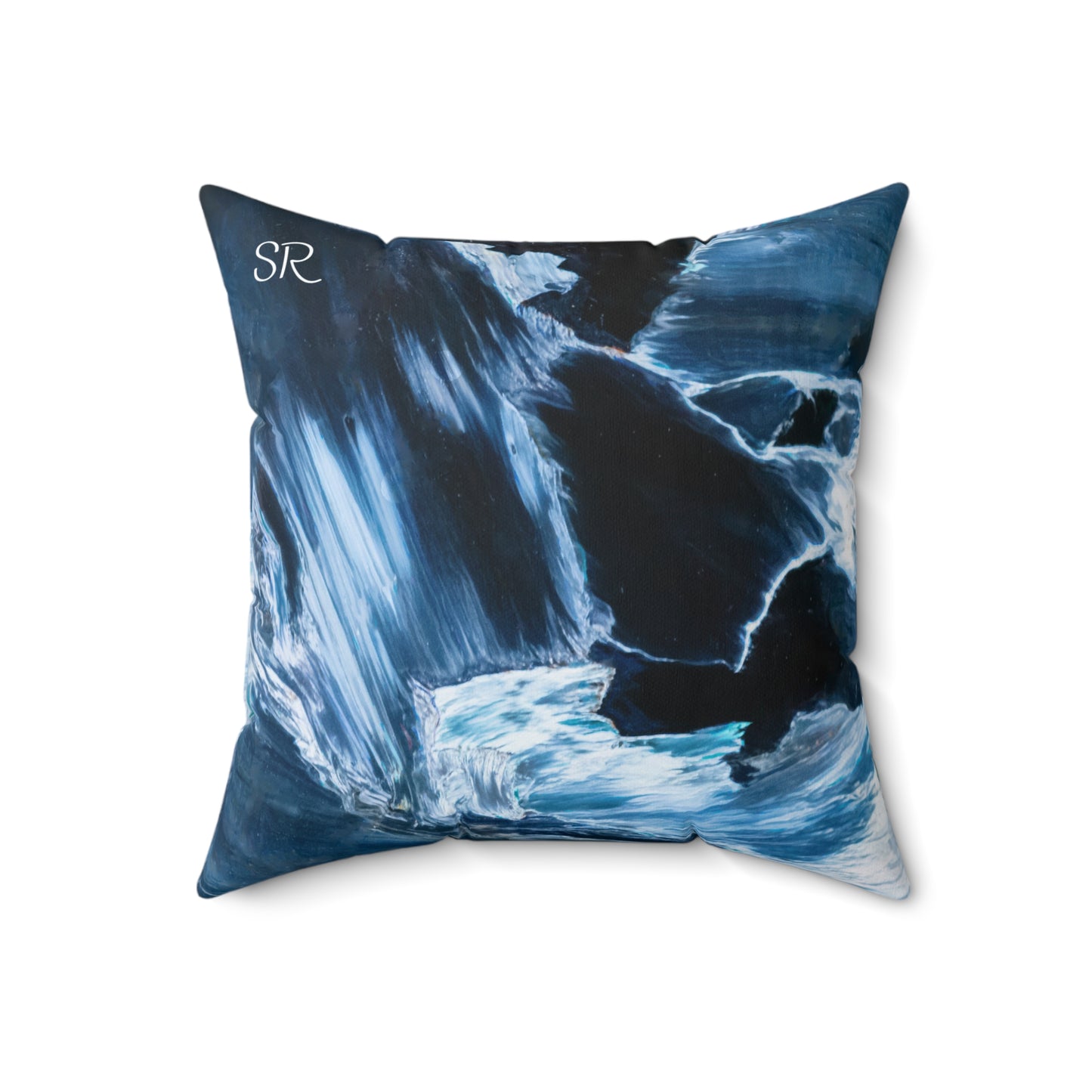 Blue Pietersite Faux Suede Square Pillow