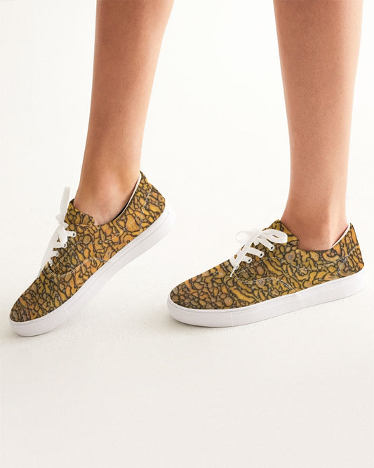 Agatized Fantasy Yellow Gembone Women's Lace Up Canvas Shoe