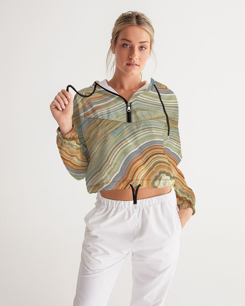 Crazy Lace Agate Joyfulness Women's Cropped Windbreaker