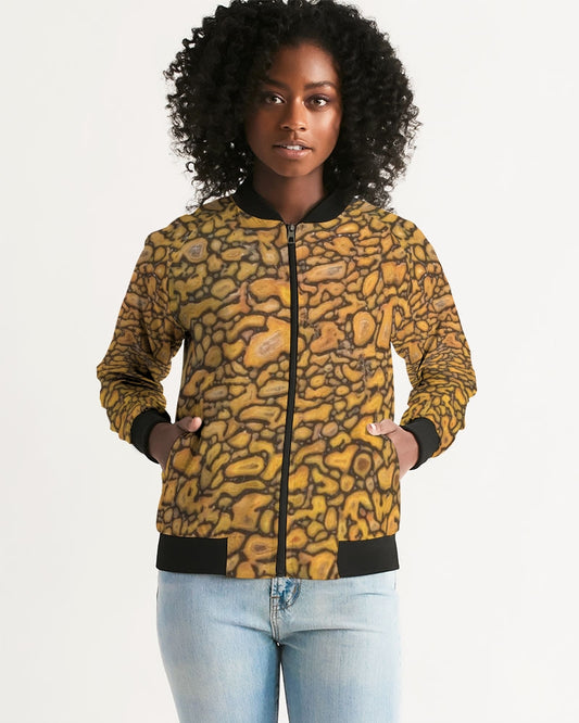 Agatized Fantasy Yellow Gembone Women's Bomber Jacket