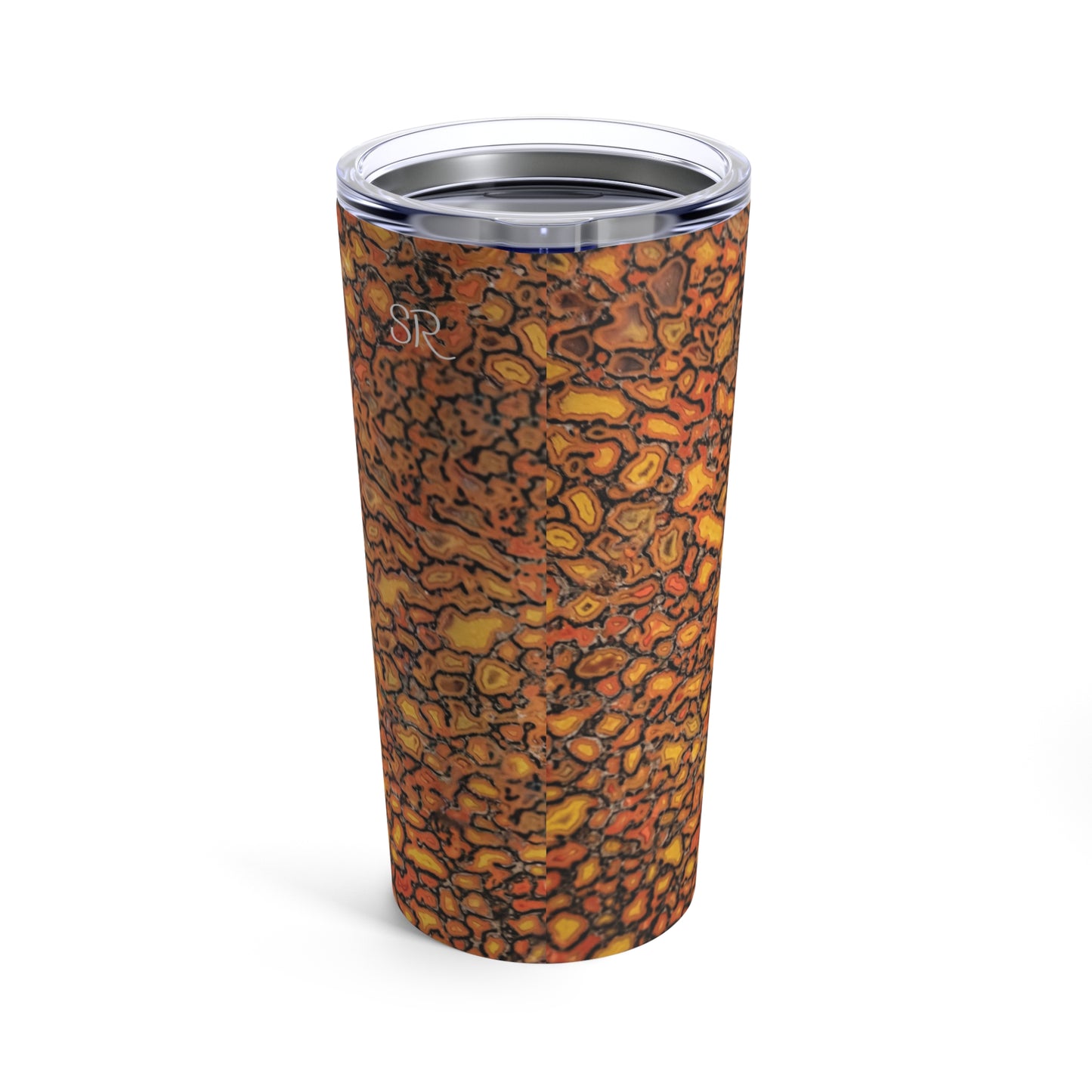 Agatized Canary Red Gembone Tumbler 20oz