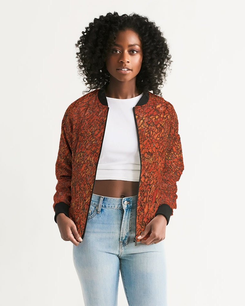 Agatized Richly Red Gembone Women's Bomber Jacket