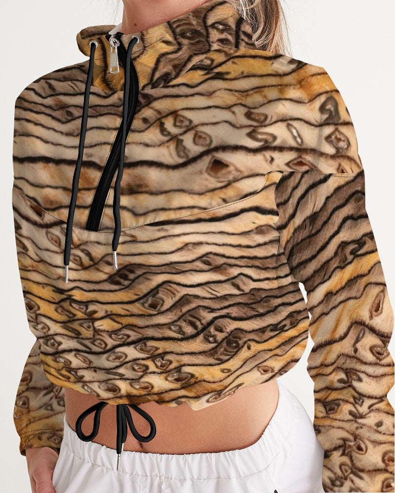 Hell's Canyon Sequoia Petrified Wood Women's Cropped Windbreaker