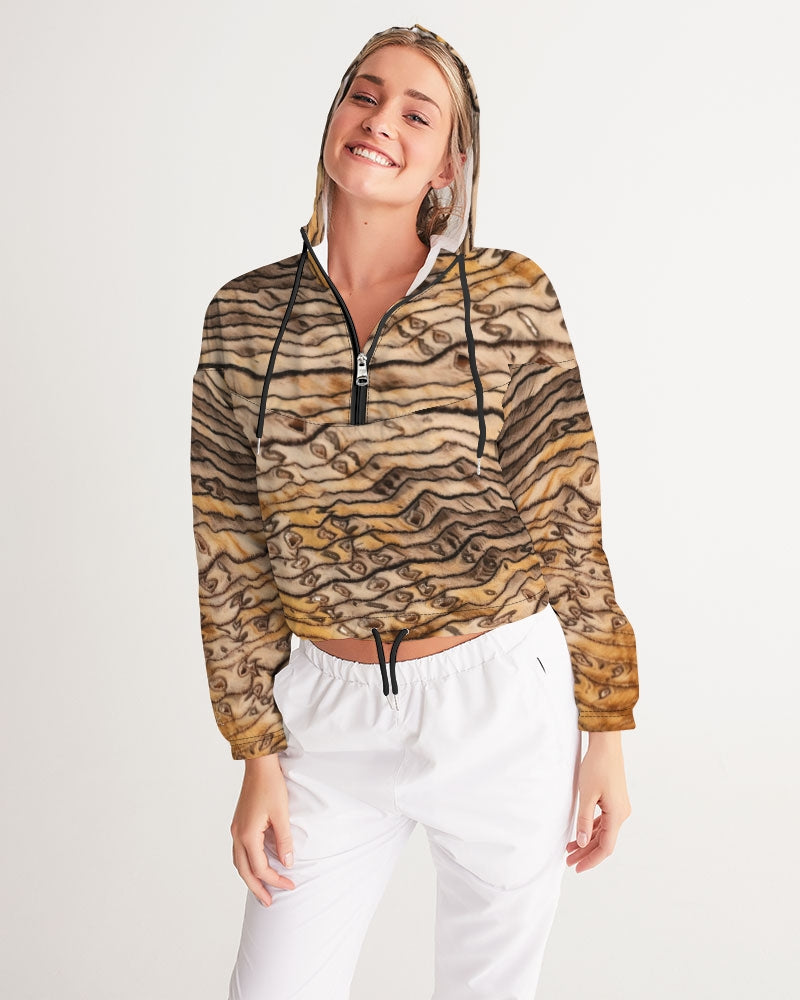 Hell's Canyon Sequoia Petrified Wood Women's Cropped Windbreaker