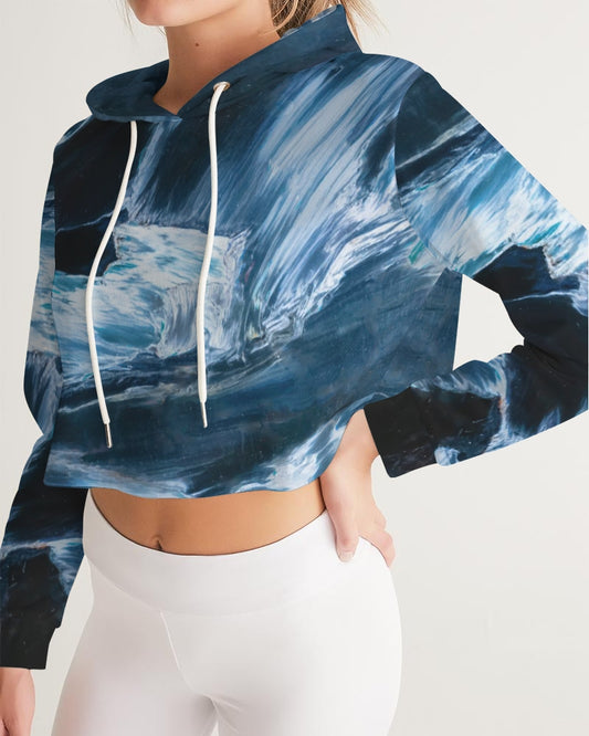 Blue Pietersite Women's Cropped Hoodie