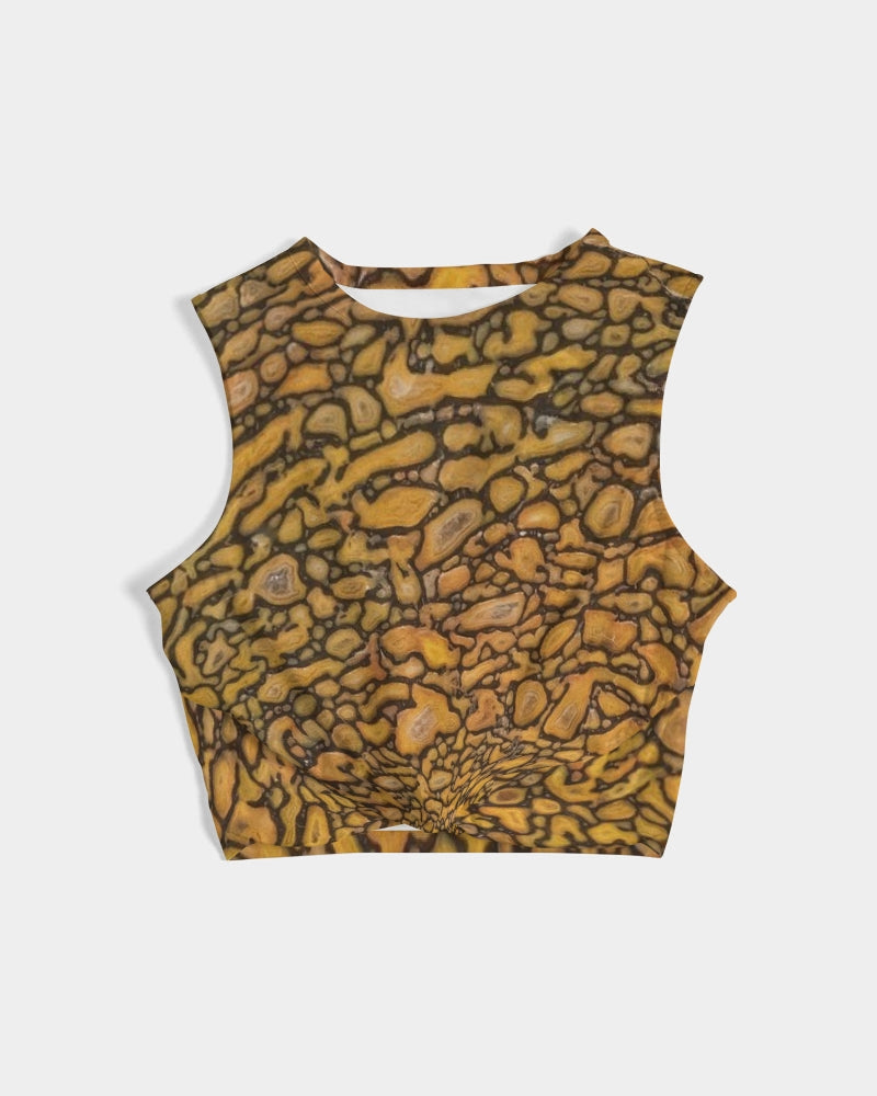 Agatized Fantasy Yellow Gembone Women's Twist-Front Tank