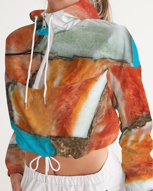 Oyster Turquoise Cropped Windbreaker