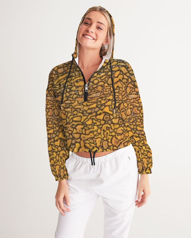 Agatized Fantasy Yellow Gembone Women's Cropped Windbreaker