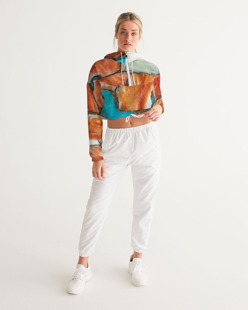 Oyster Turquoise Cropped Windbreaker