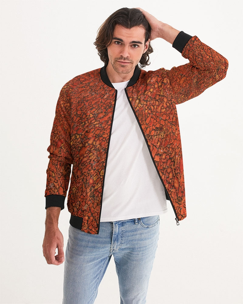 Agatized Richly Red Gembone Men's Bomber Jacket