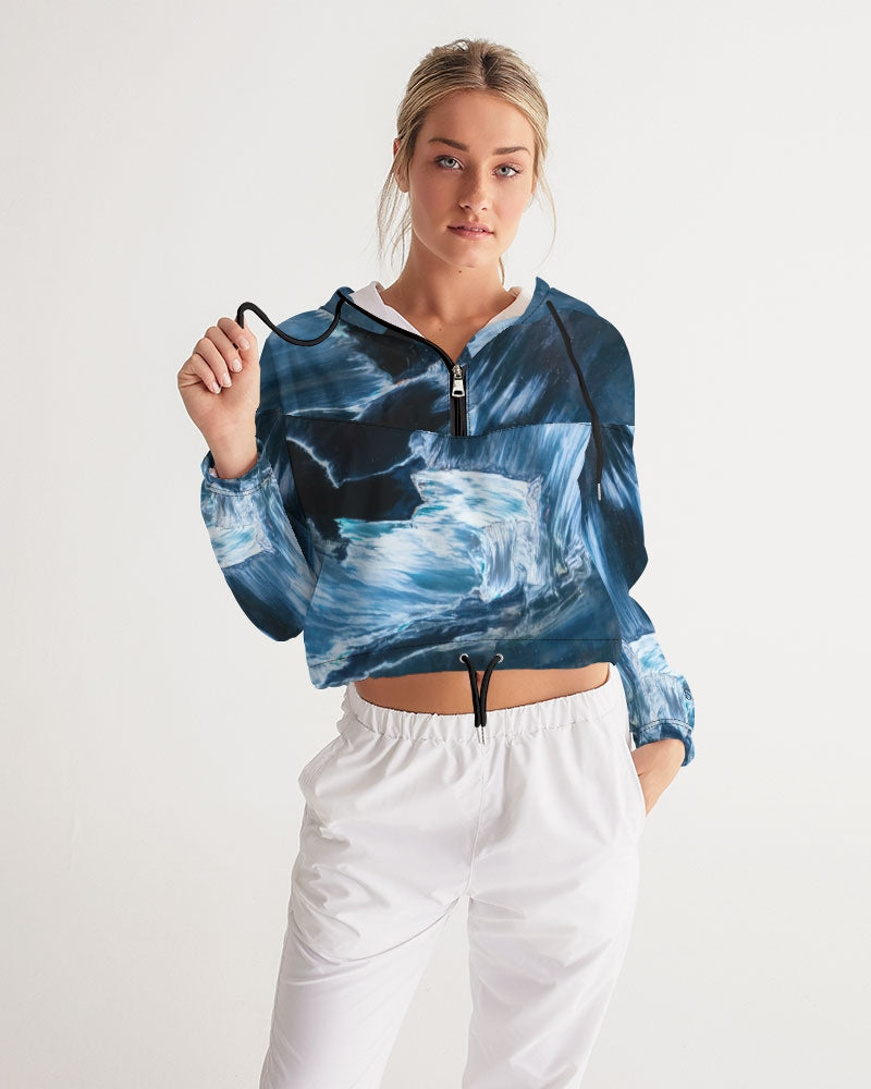 Blue Pietersite Women's Cropped Windbreaker