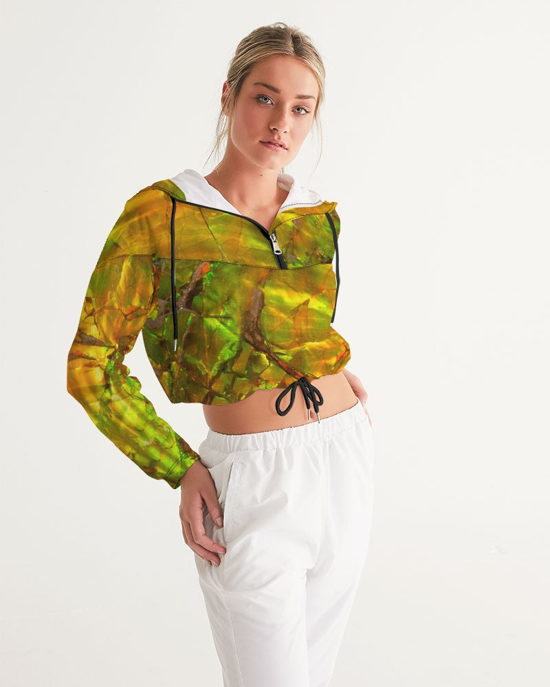 Ammolite Spiritual Growth & Energy Women's Jewel Cropped Windbreaker