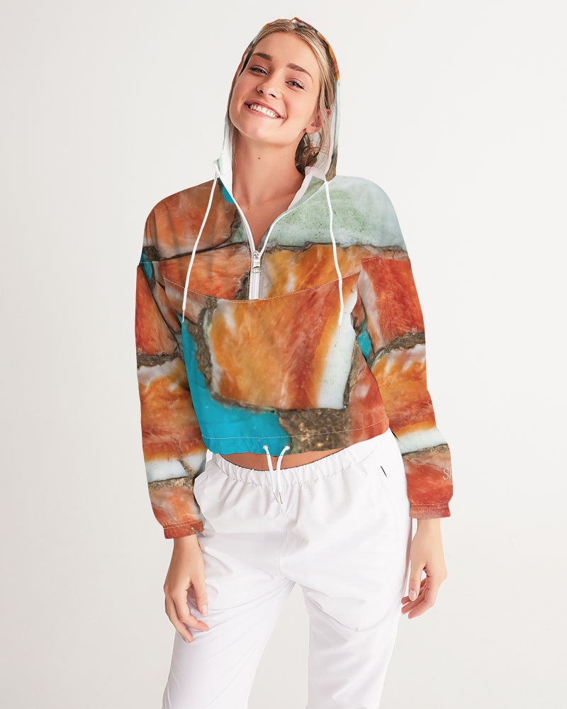 Oyster Turquoise Cropped Windbreaker