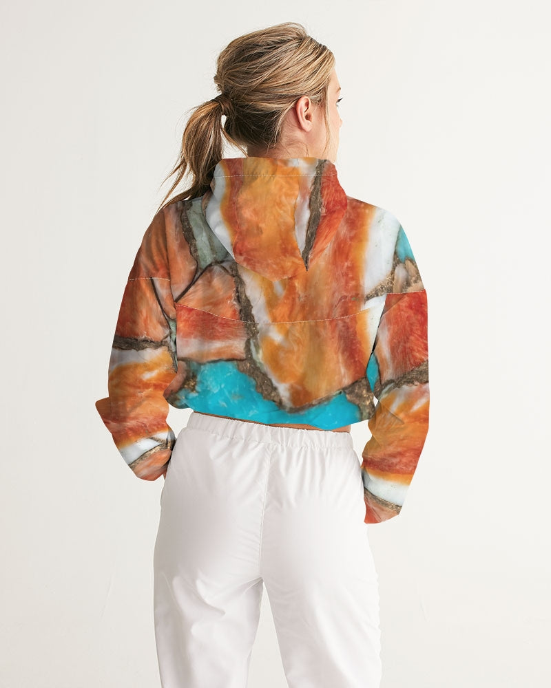 Oyster Turquoise Women's Cropped Windbreaker.