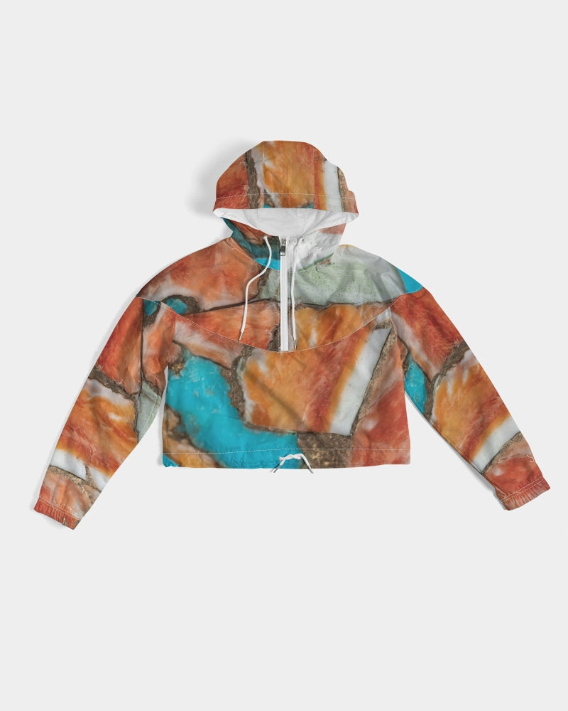 Oyster Turquoise Cropped Windbreaker